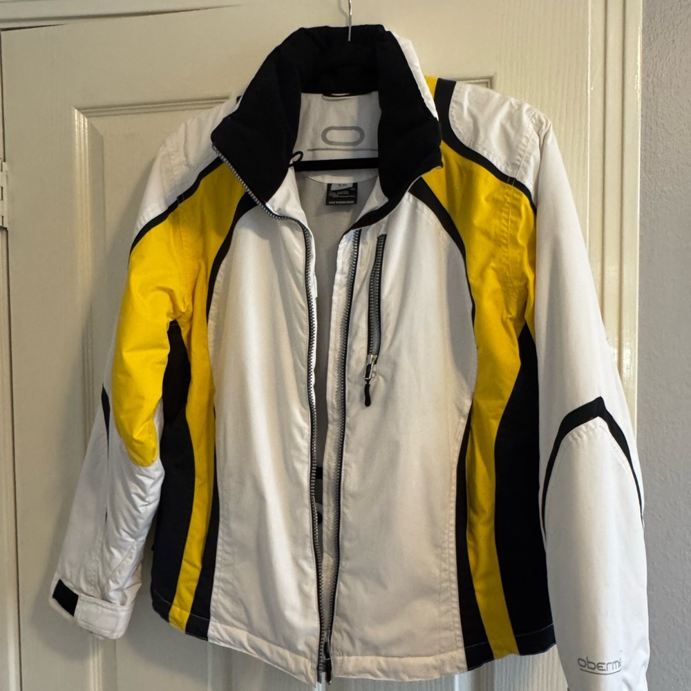 Obermeyer White and Yellow Ski Jacket